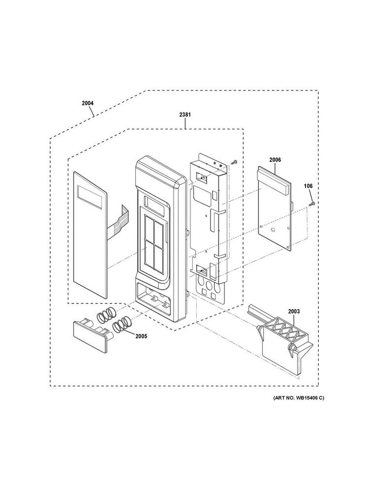 Control Parts Diagram and Parts List for JES1456DS3WW  General Electric Microwave