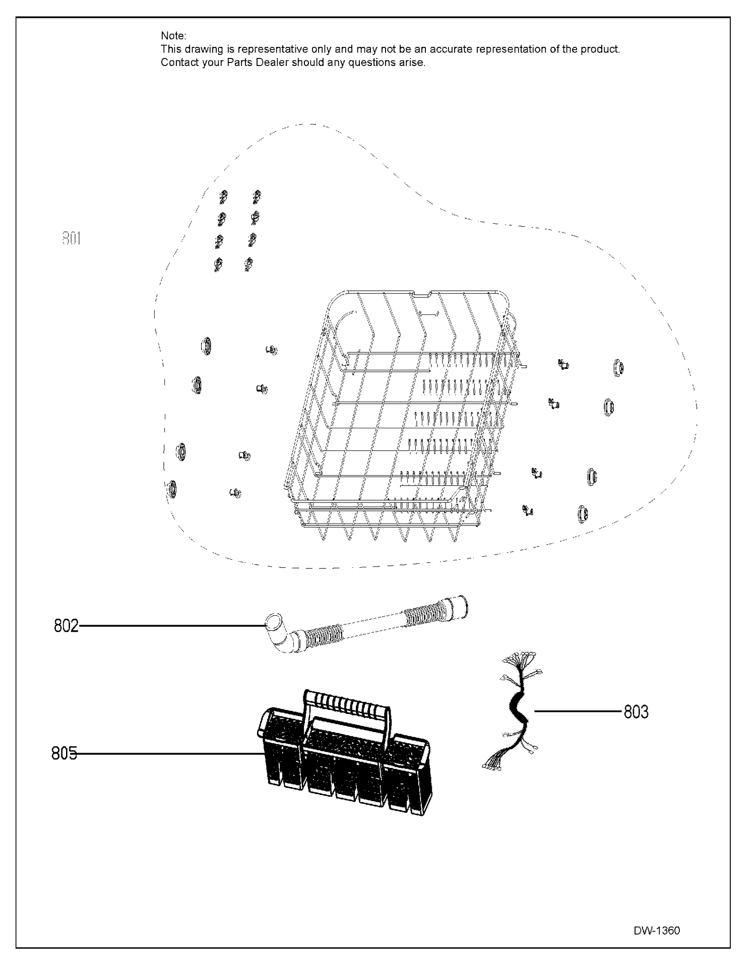 LOWER RACK ASM Diagram and Parts List for GBF630SML0ES  General Electric Dishwasher