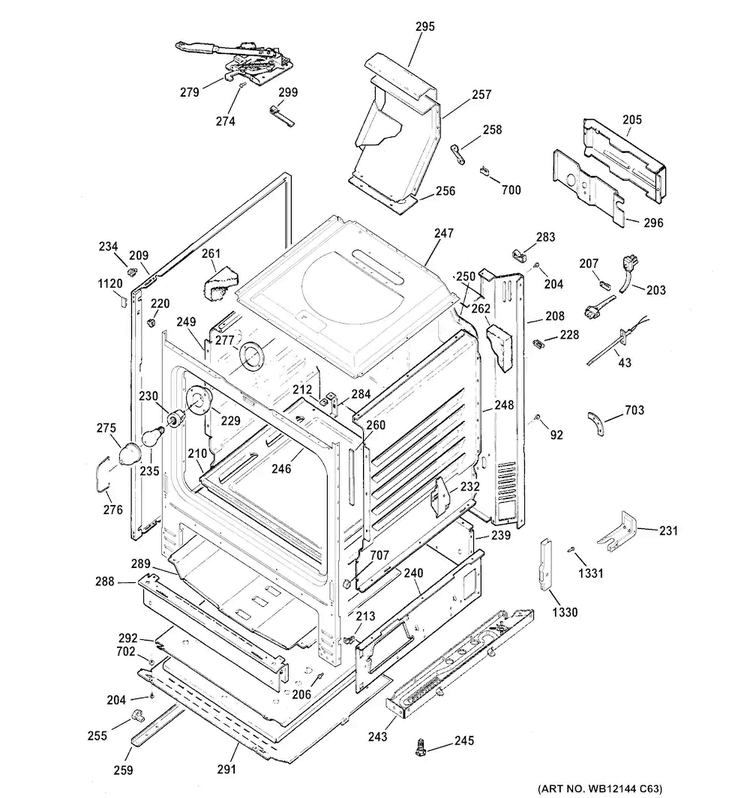 Body Parts Diagram and Parts List for RGB746DEP6WW  Hotpoint Range