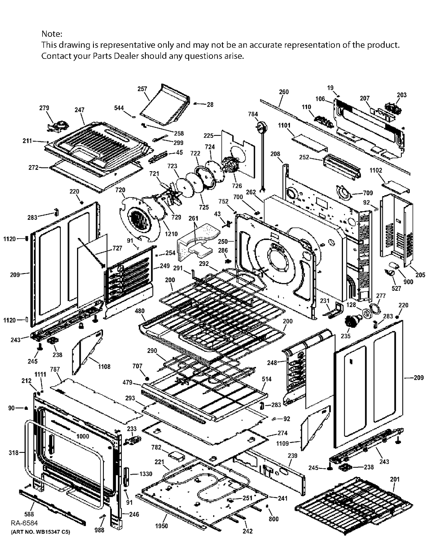 BODY PARTS Diagram and Parts List for PC2S920SEF5SS  General Electric Range