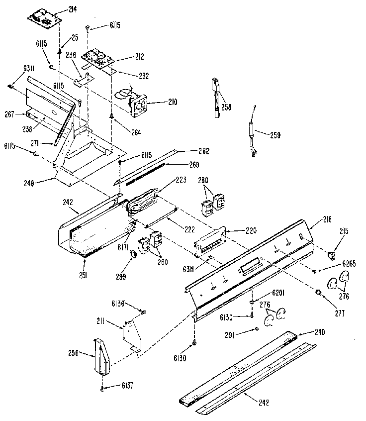 Control Panel Diagram and Parts List for JDP37G0L1  General Electric Range
