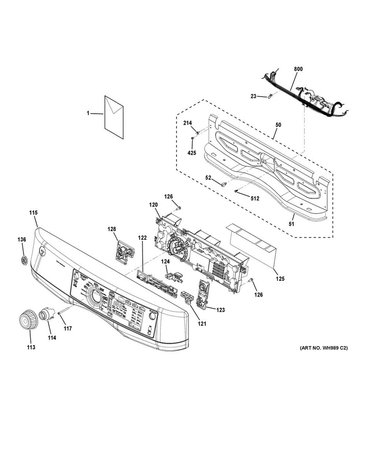 Controls & Backsplash Diagram and Parts List for GFD49ERPK0RR  General Electric Dryer