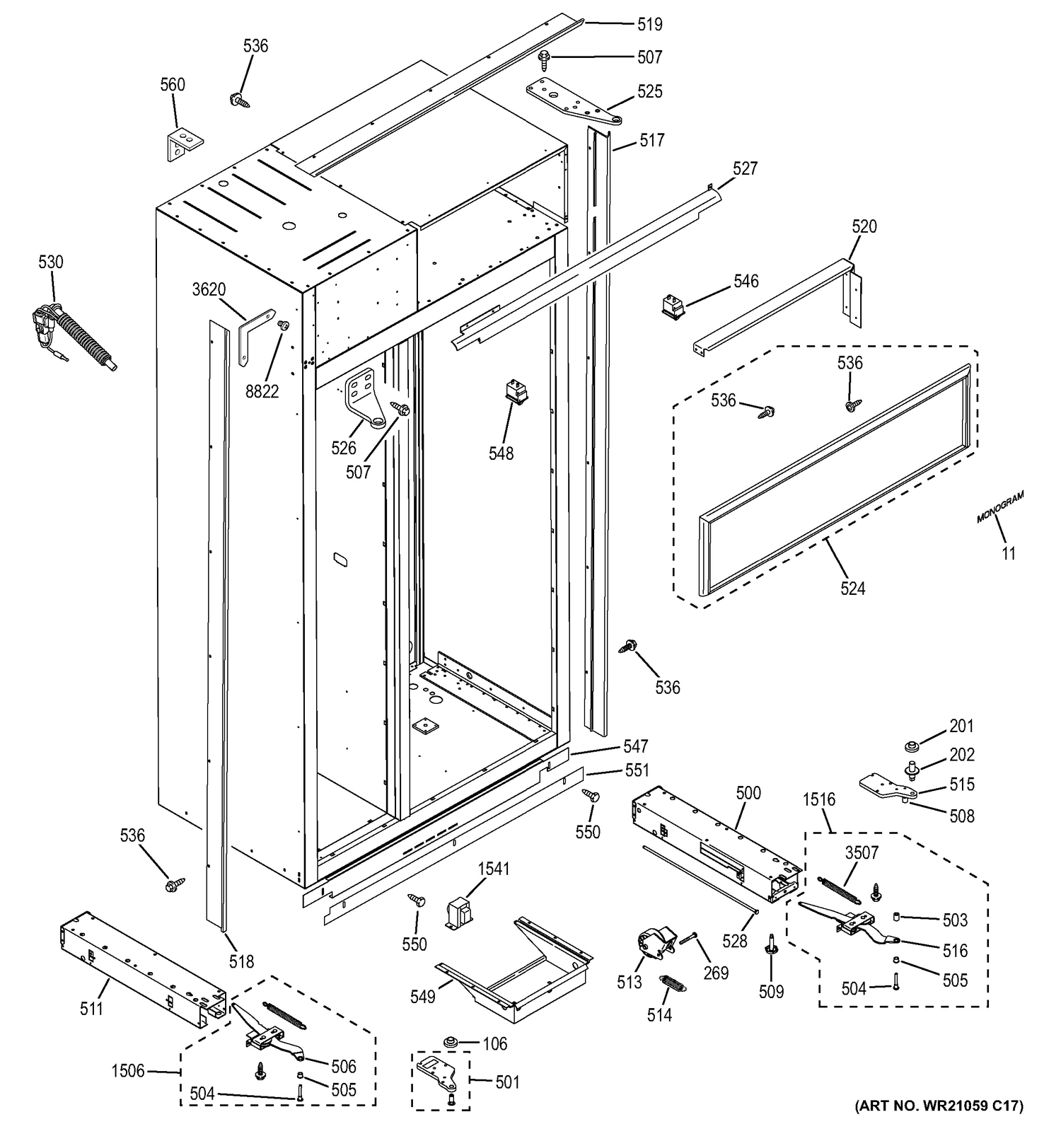 CASE PARTS Diagram and Parts List for ZISS420NHBSS  General Electric Refrigerator