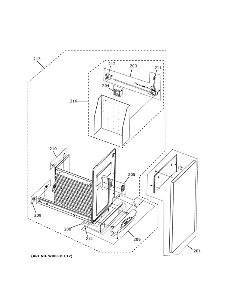 Container Parts 1 Diagram and Parts List for UCG1520N0SS  General Electric Trash Compactor