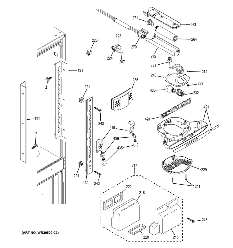Fresh Food Section Diagram and Parts List for PNS20KSHAFSS  General Electric Refrigerator