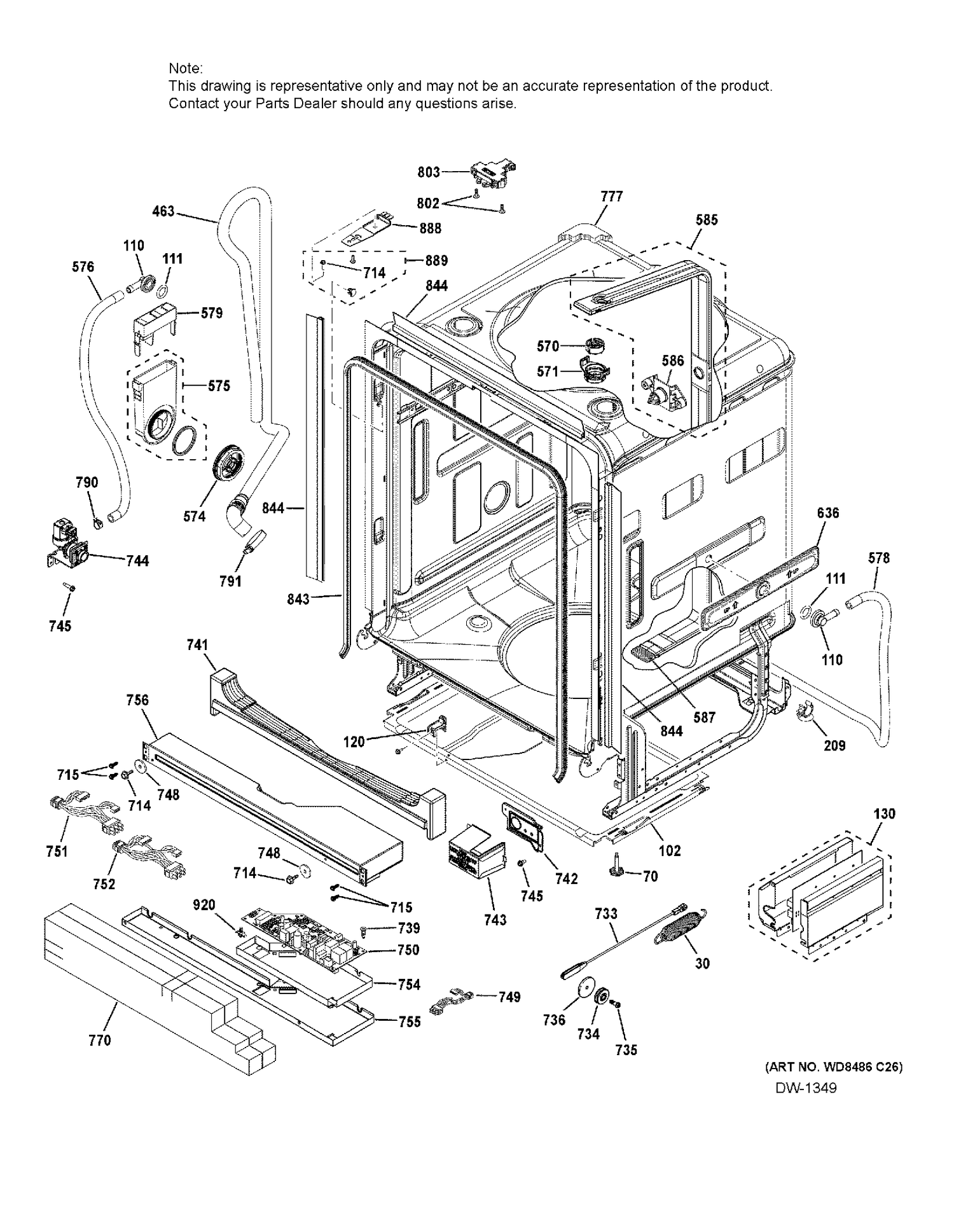 BODY PARTS 1 Diagram and Parts List for ZDT870SSF1SS  General Electric Dishwasher