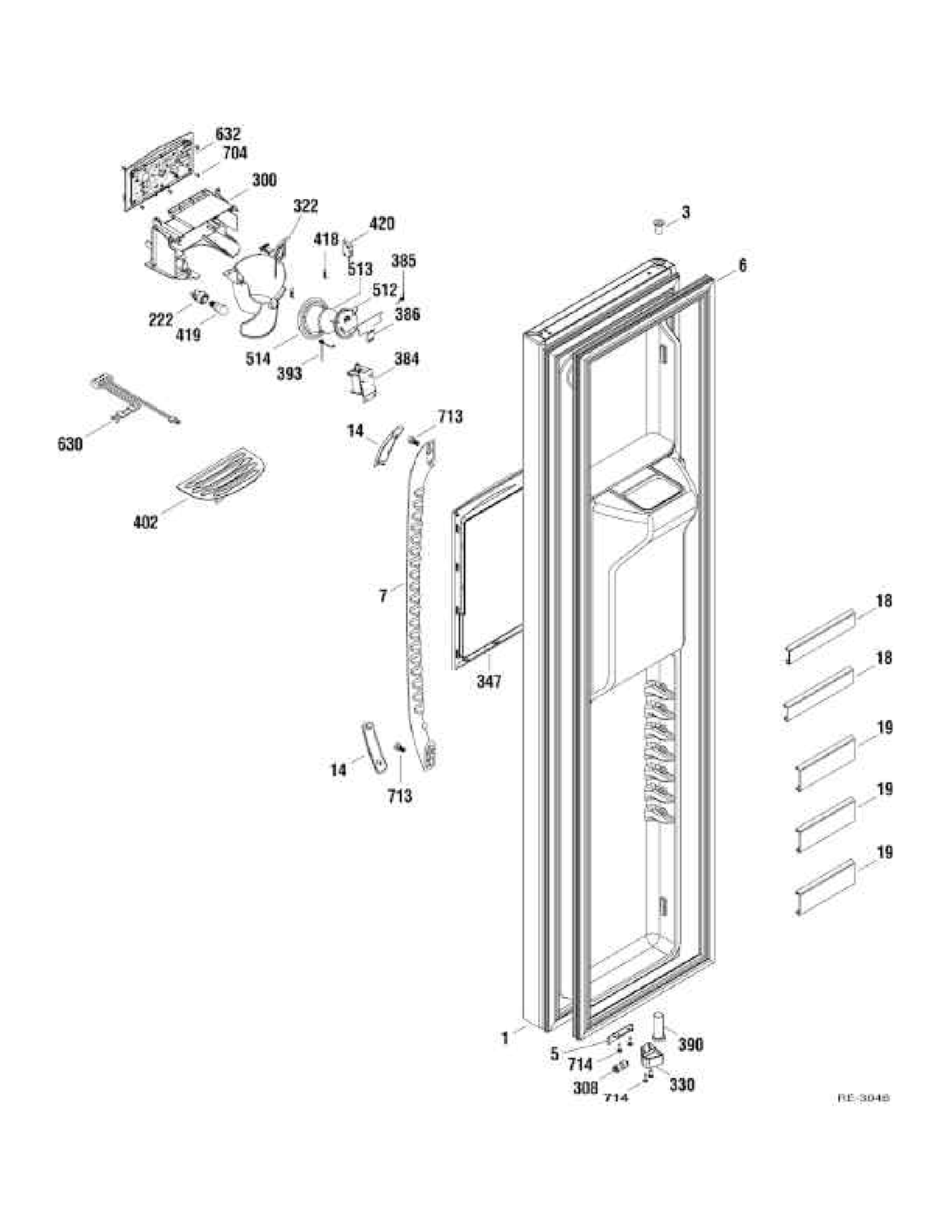 FZ DOOR Diagram and Parts List for GLM23REWAGB  General Electric Refrigerator