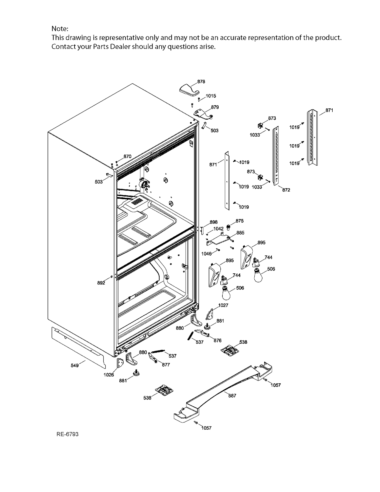 HINGE PARTS Diagram and Parts List for ADRS0MBZIRSS  General Electric Refrigerator