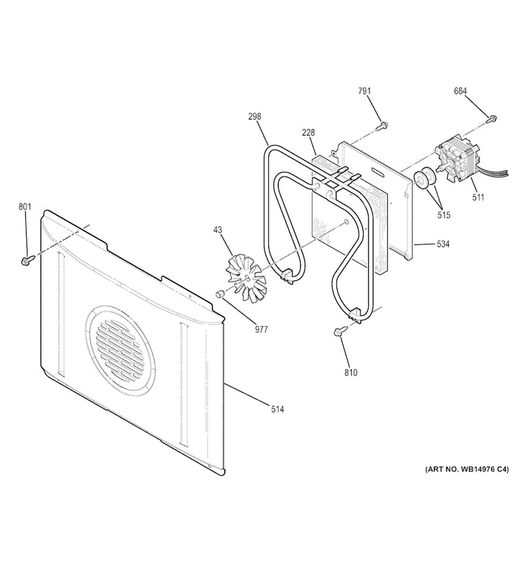 Convection Fan Diagram and Parts List for PHB920SJ1SS  General Electric Range