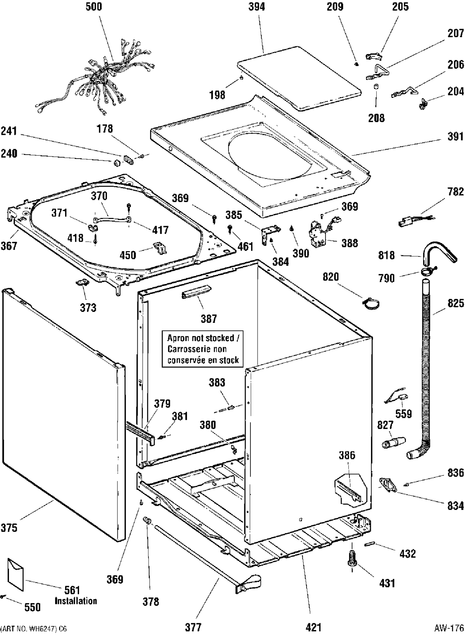 CABINET, COVER & FRONT PANEL Diagram and Parts List for ZCCB1030V1WC  General Electric Washer