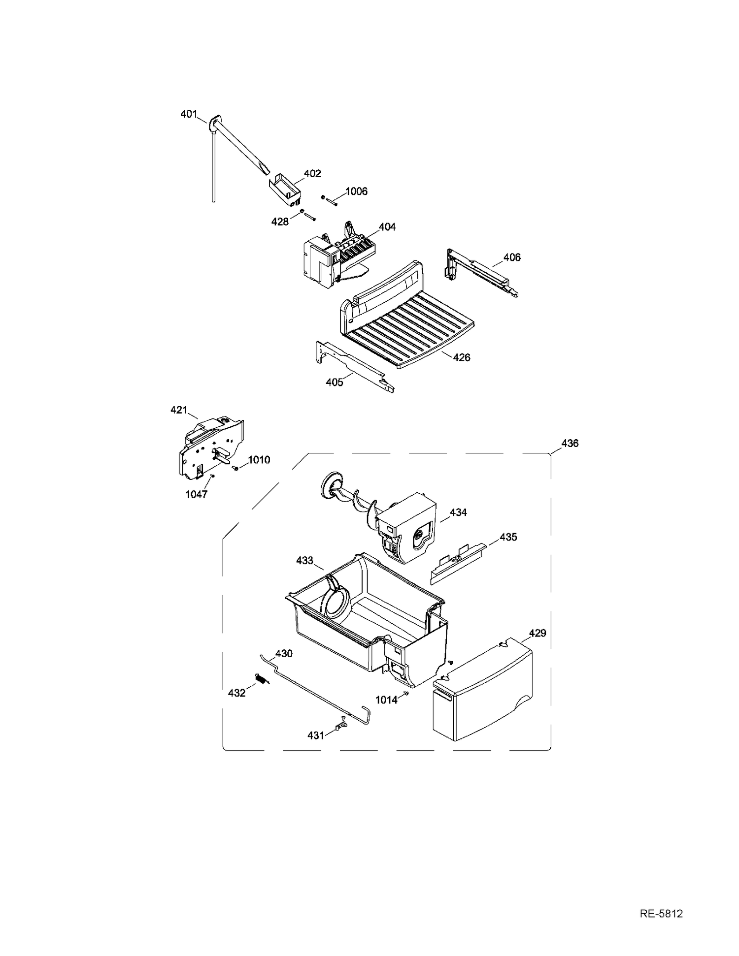 ICE MAKER & DISPENSER Diagram and Parts List for GSRS5KLZDFSS  General Electric Refrigerator