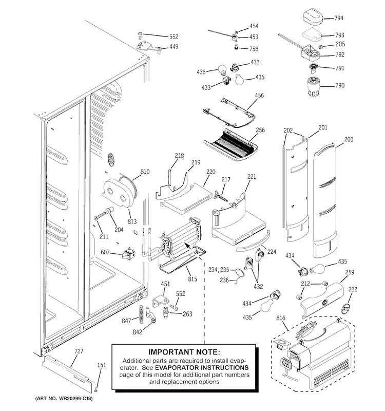 Fresh Food Section Diagram and Parts List for PZS25KSECFSS  General Electric Refrigerator