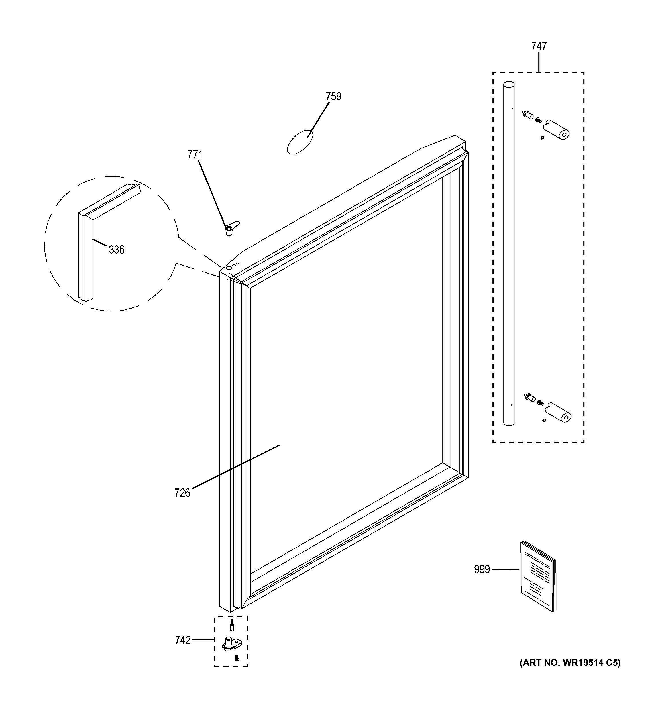 DOOR Diagram and Parts List for ZDBR240HAPS  General Electric Refrigerator