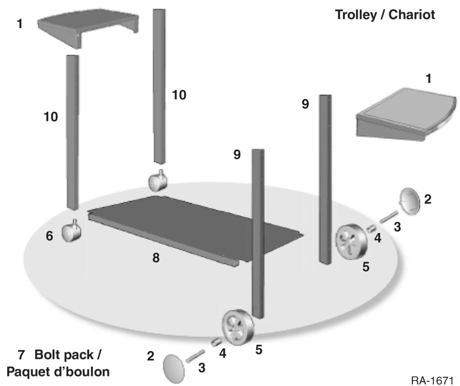 TROLLEY Diagram and Parts List for BD3555NSBS  General Electric Grill