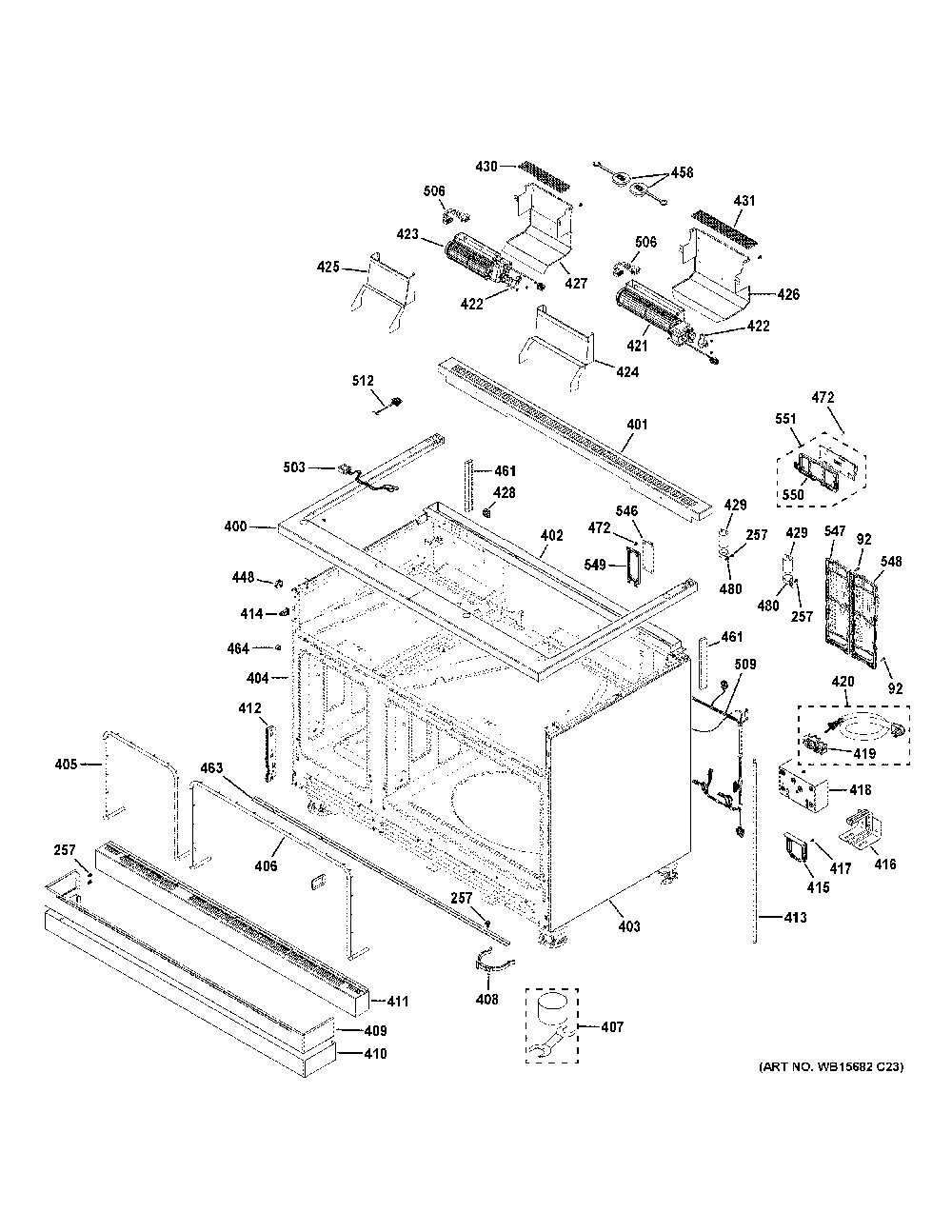 Body Parts Diagram and Parts List for ZDP484NGT1SS  General Electric Range