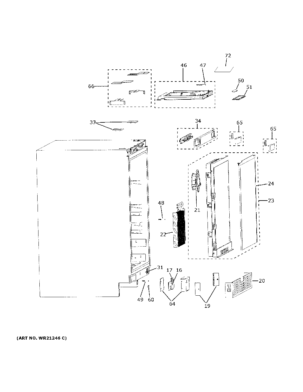 Cabinet Diagram and Parts List for CCP06BP2PBS1  General Electric Wine and Beverage Cooler