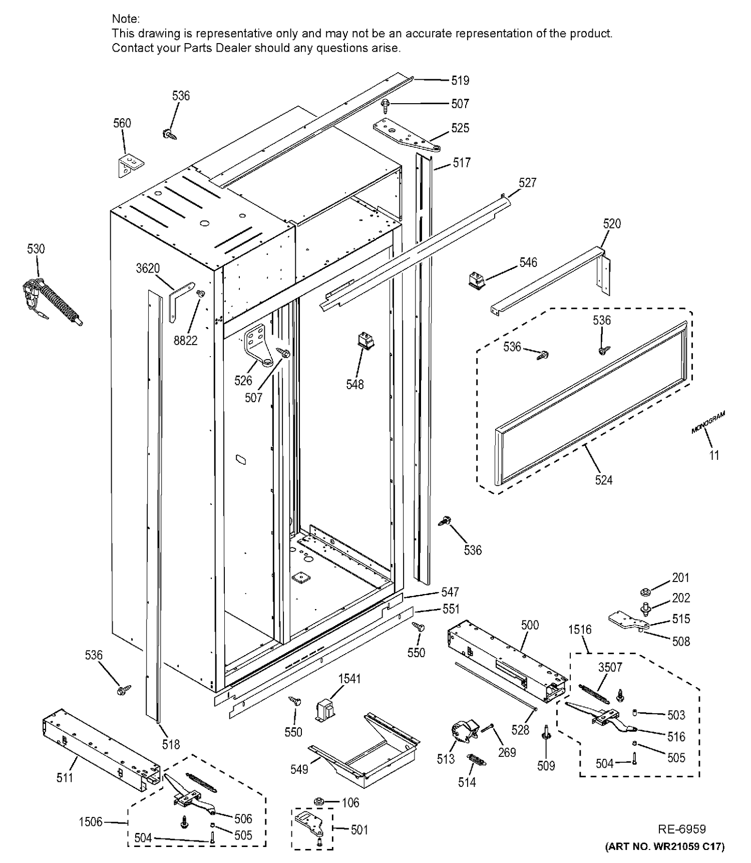 CASE PARTS Diagram and Parts List for ZISS480NHBSS  General Electric Refrigerator