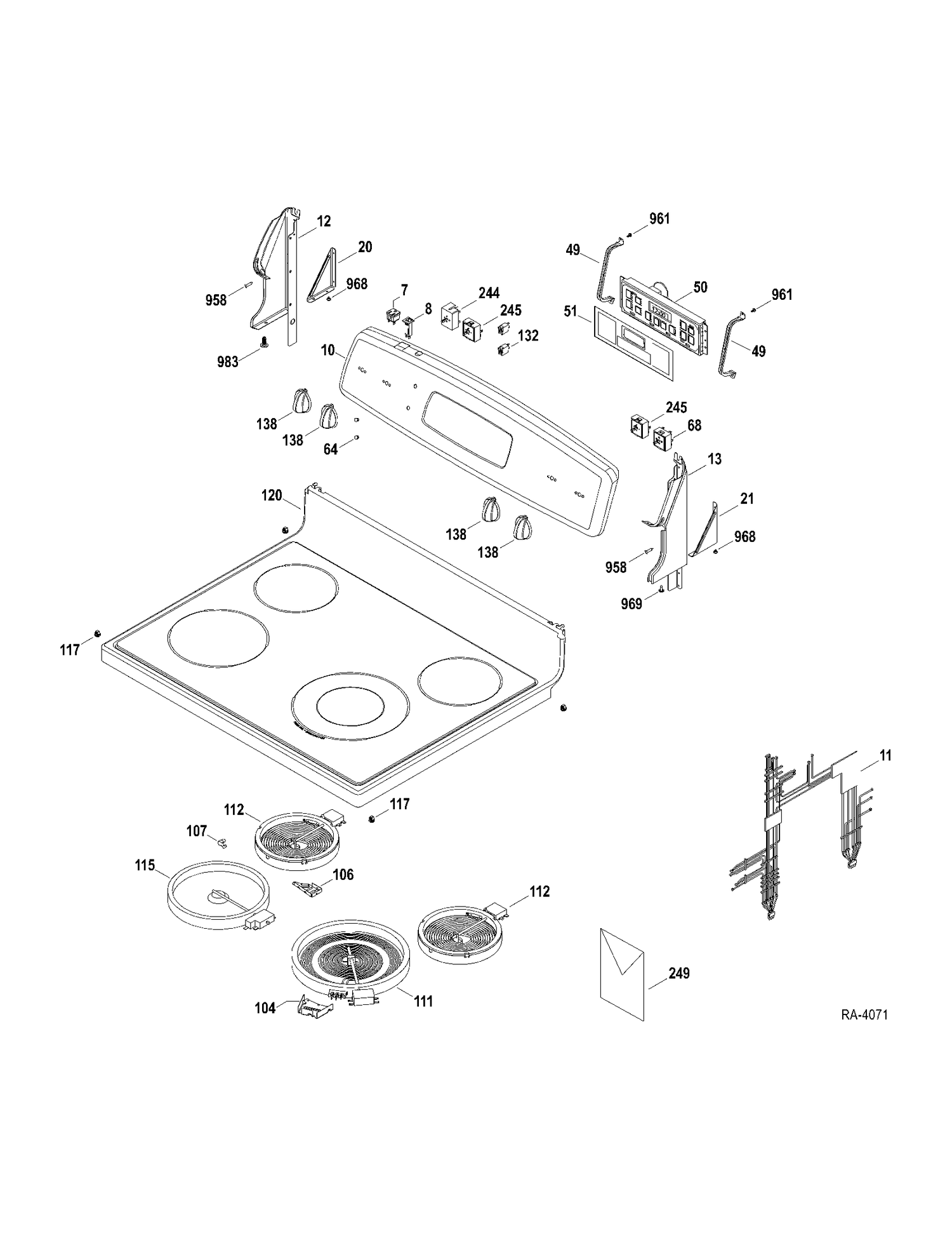 CONTROLS-COOKTOP Diagram and Parts List for JCBP65MP4BS  General Electric Range