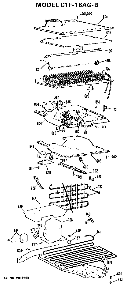 Unit Parts Diagram and Parts List for CTF16AGB  Hotpoint Refrigerator
