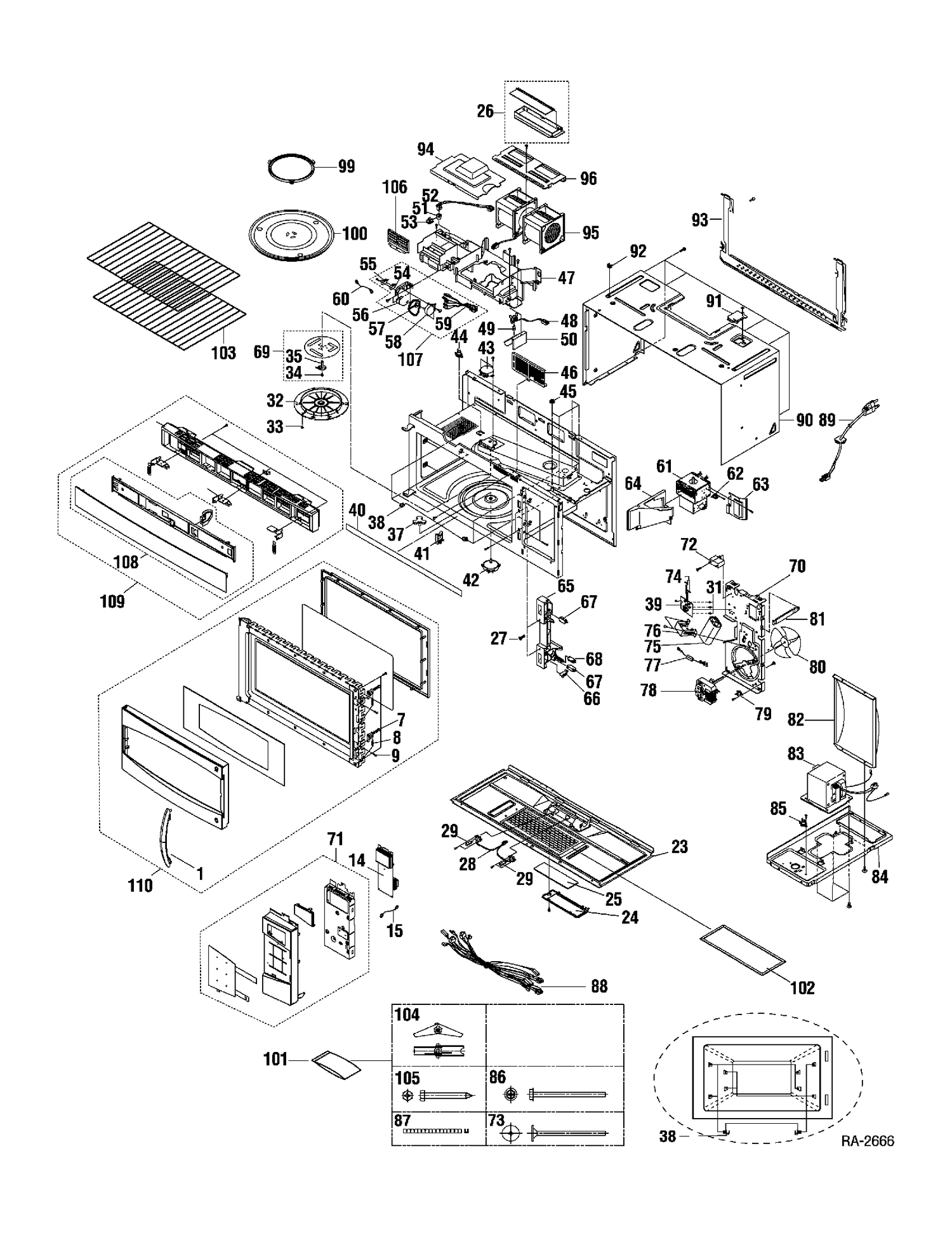 MICROWAVE Diagram and Parts List for PVM1870WMC02  General Electric Microwave
