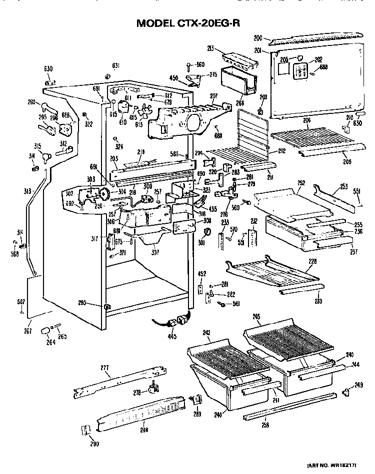 Cabinet Parts Diagram and Parts List for CTX20EGR  Hotpoint Refrigerator