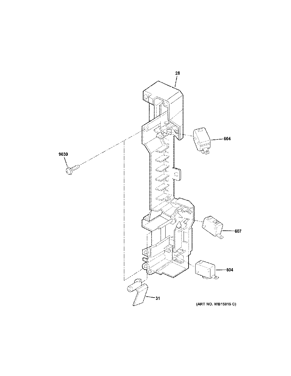 Latch Board Parts Diagram and Parts List for PSA9120SP1SS  General Electric Microwave