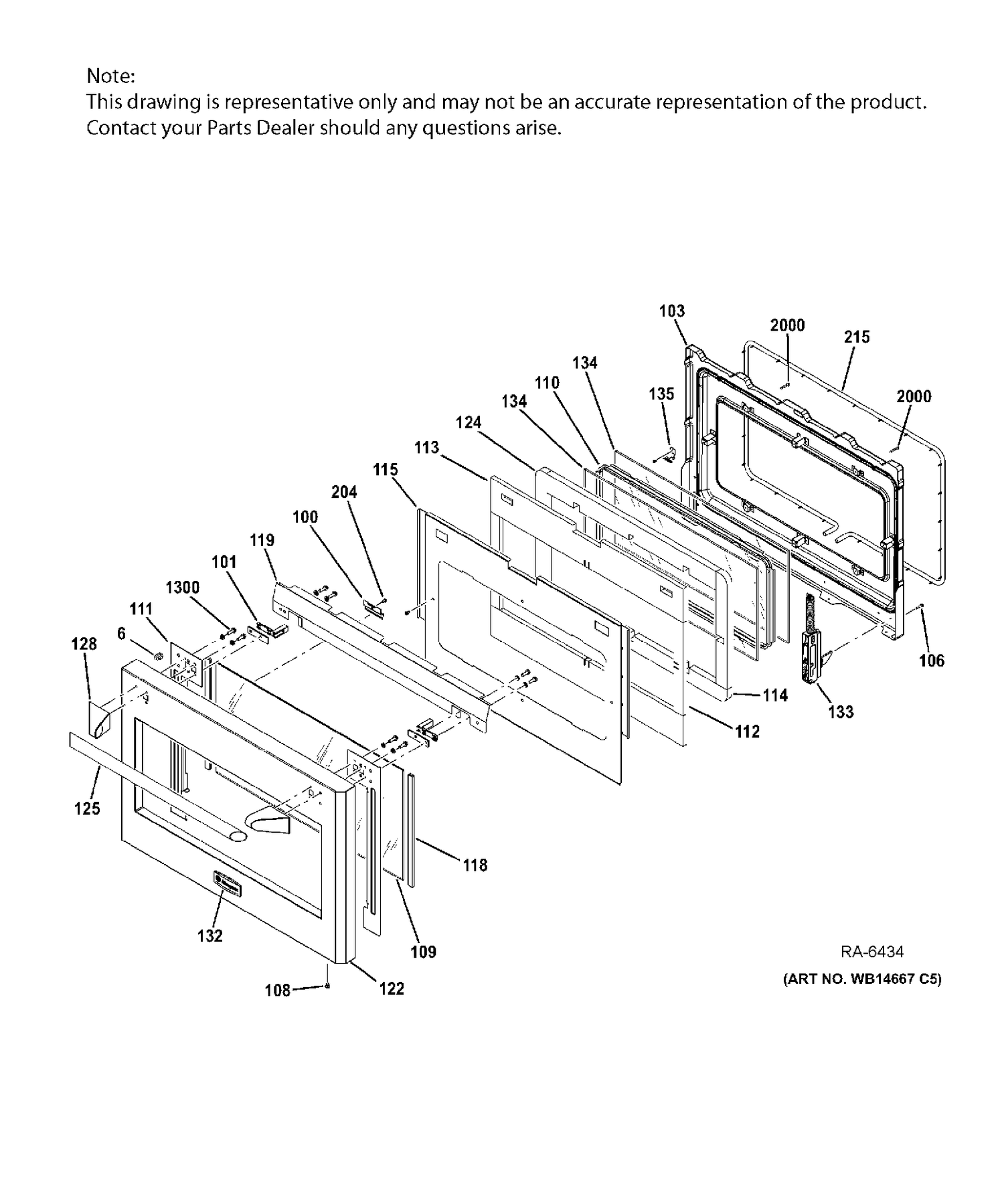DOOR Diagram and Parts List for ZGP304NR4SS  General Electric Range