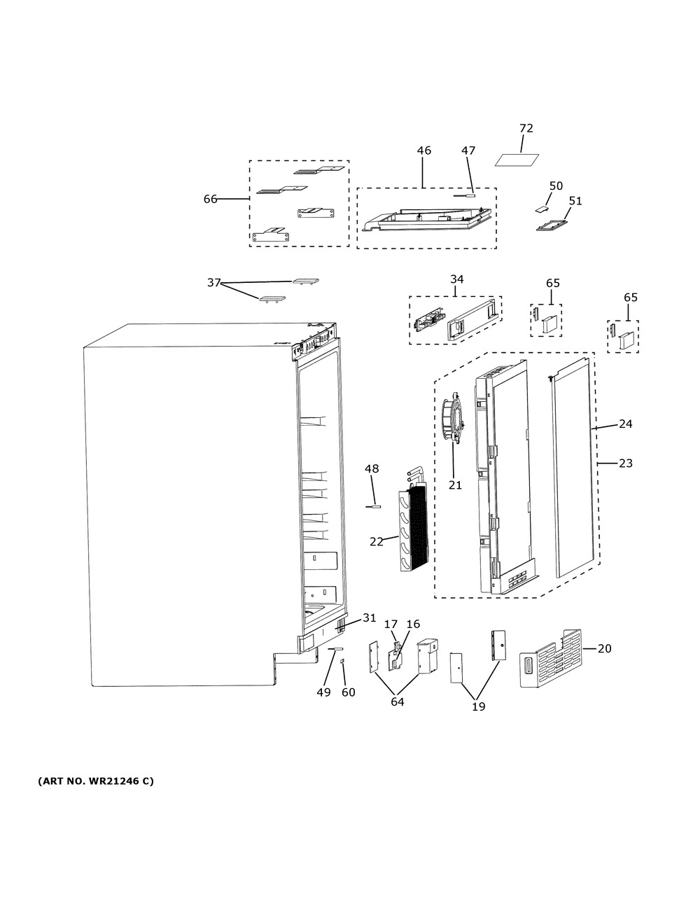 Cabinet Diagram and Parts List for CCP06BP4PBW2  General Electric Wine and Beverage Cooler