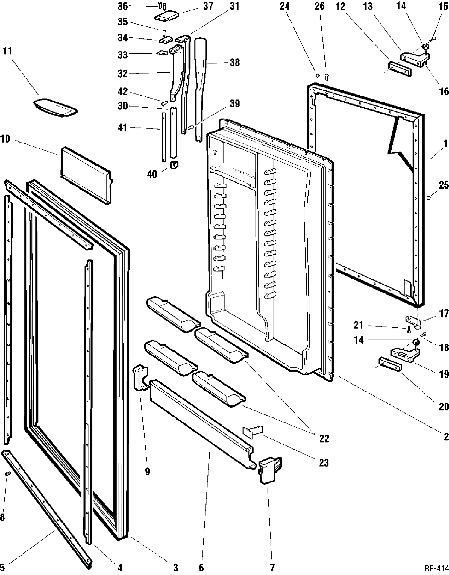 REFRIGERATOR DOOR Diagram and Parts List for 38091-1  General Electric Refrigerator