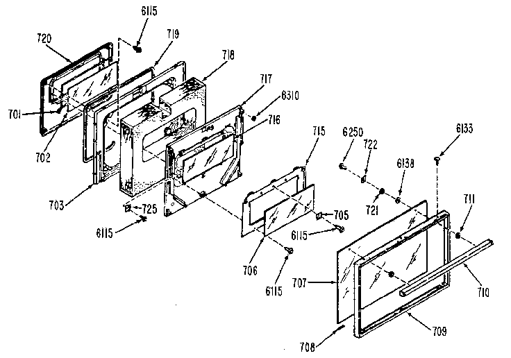 Door Diagram and Parts List for JDP37G0L1  General Electric Range