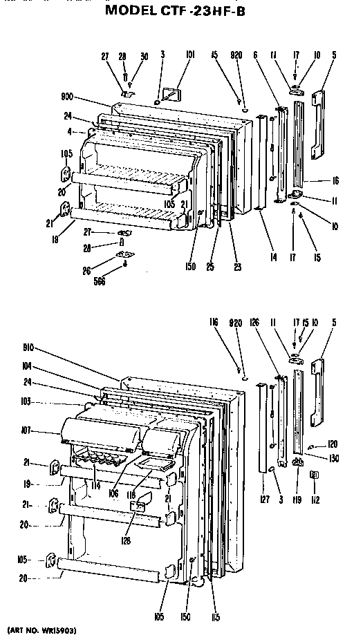 Doors Diagram and Parts List for CTF23HFB  Hotpoint Refrigerator