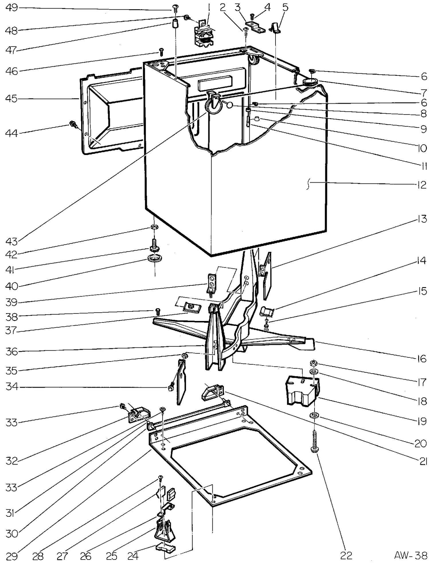 WRAPPER & SUSPENSION GROUP Diagram and Parts List for 52190116  General Electric Washer