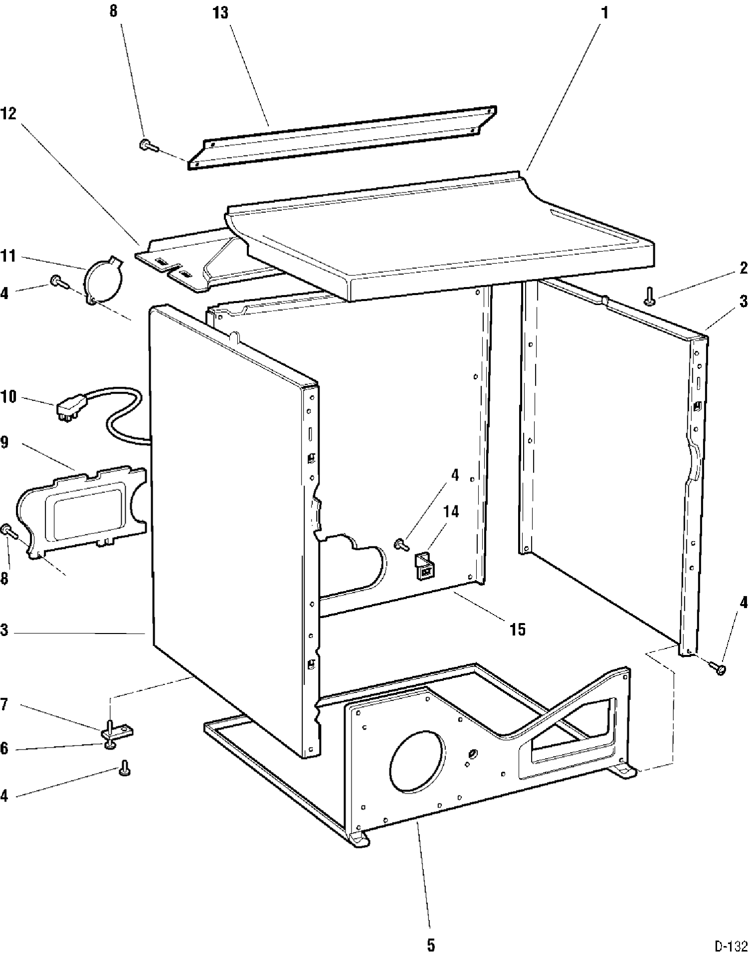 CABINET Diagram and Parts List for 66461T5WW  General Electric Dryer