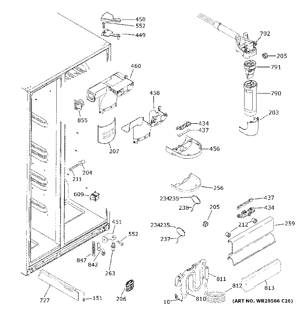 Fresh food section Diagram and Parts List for GSS23HSHPCSS  General Electric Refrigerator