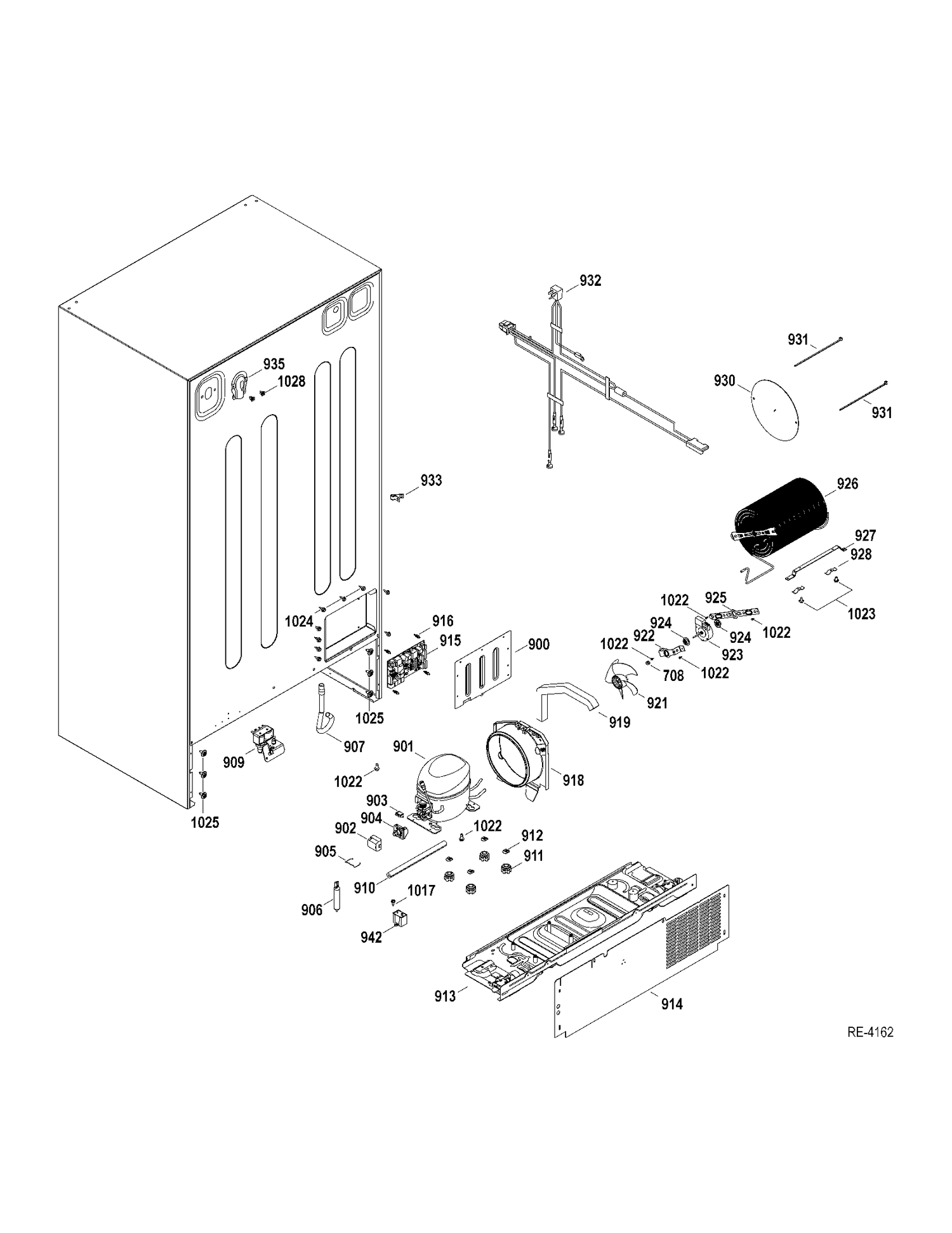 SYSTEM Diagram and Parts List for PSRS6PGZADSS  General Electric Refrigerator