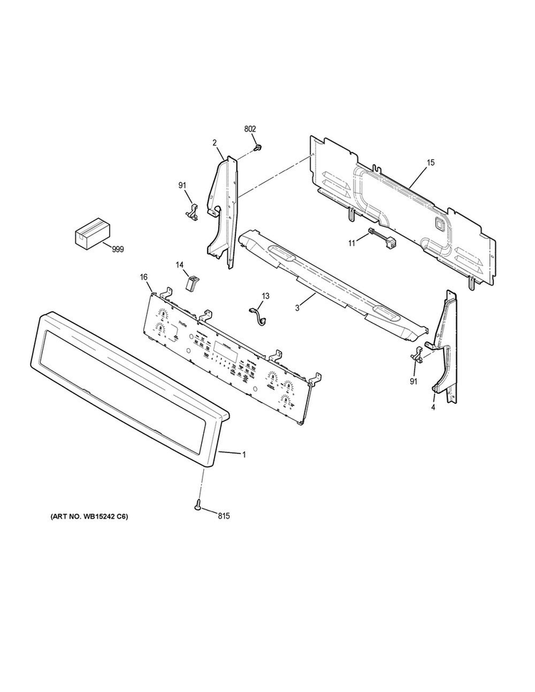 Control Panel Diagram and Parts List for PHB920EJ2ES  General Electric Range