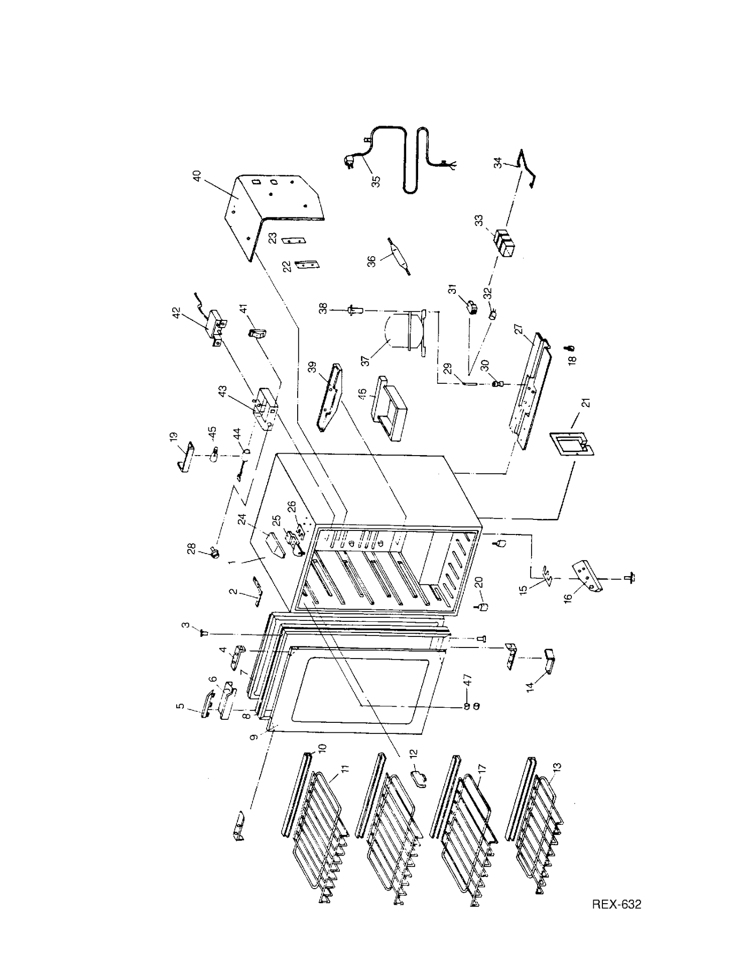 UNIT PARTS Diagram and Parts List for 30500  General Electric Refrigerator