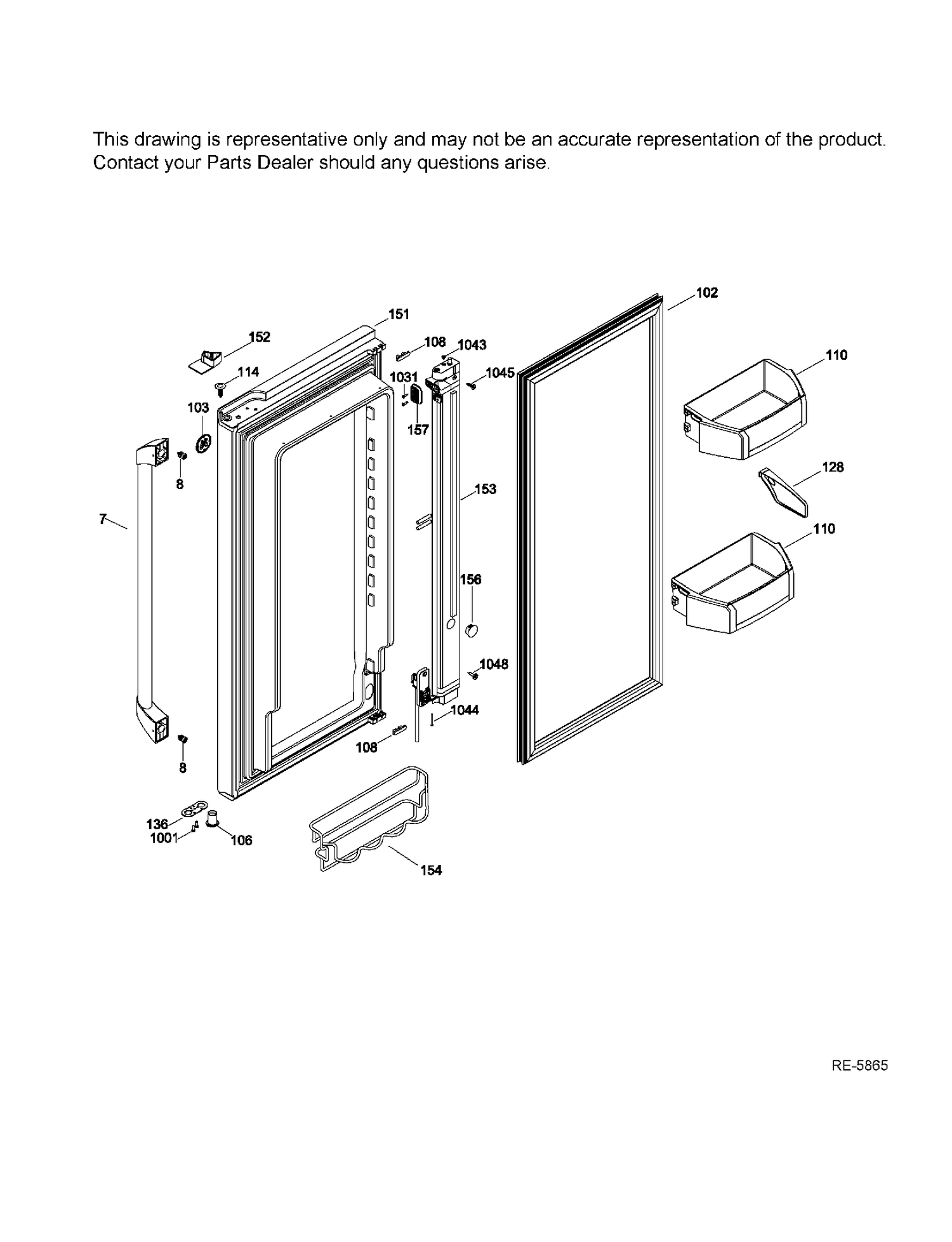 FF DOOR RIGHT Diagram and Parts List for CFRP5NFDCSS  General Electric Refrigerator