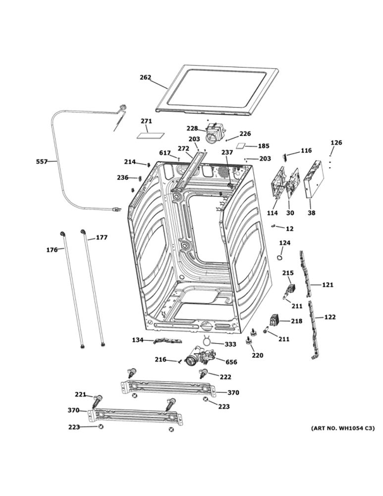 Cabinet 1 Diagram and Parts List for GFW510SCN2WW  General Electric Washer