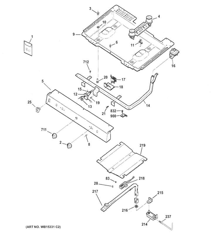 Gas & Burner Parts Diagram and Parts List for JGBS10DEK1BB  General Electric Range