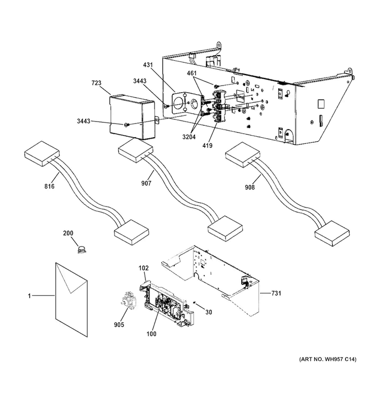 Controls Diagram and Parts List for GTUN275EM2WW  General Electric Washer Dryer Combo