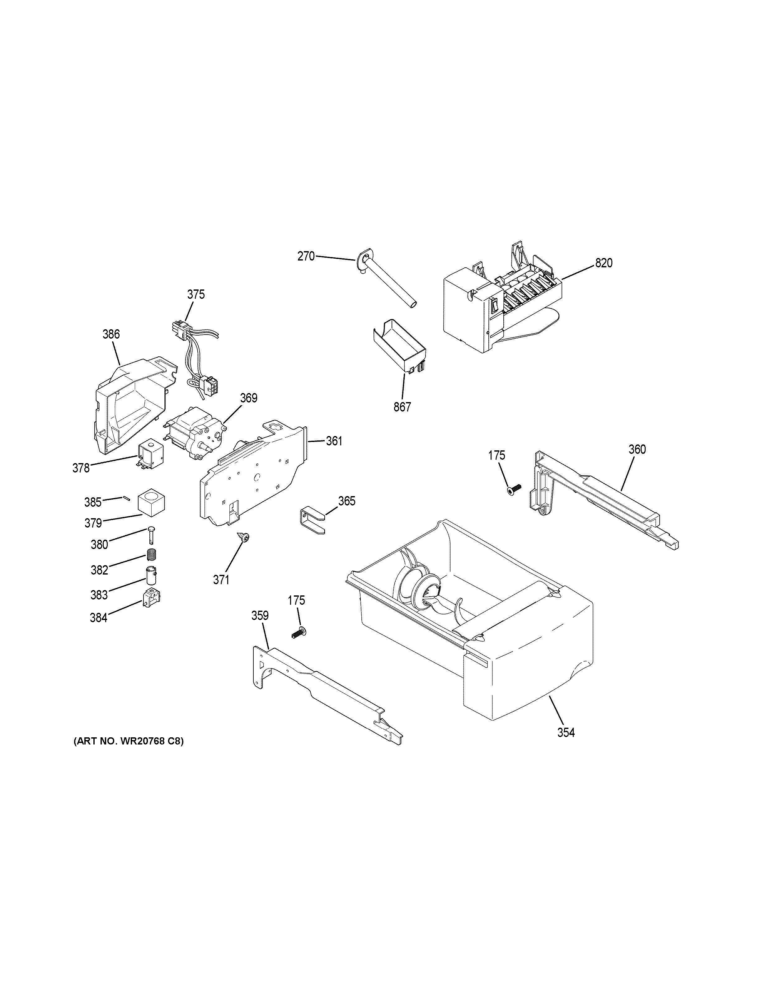 ICE MAKER DISPENSER Diagram and Parts List for GSS25LSLJCSS  General Electric Refrigerator
