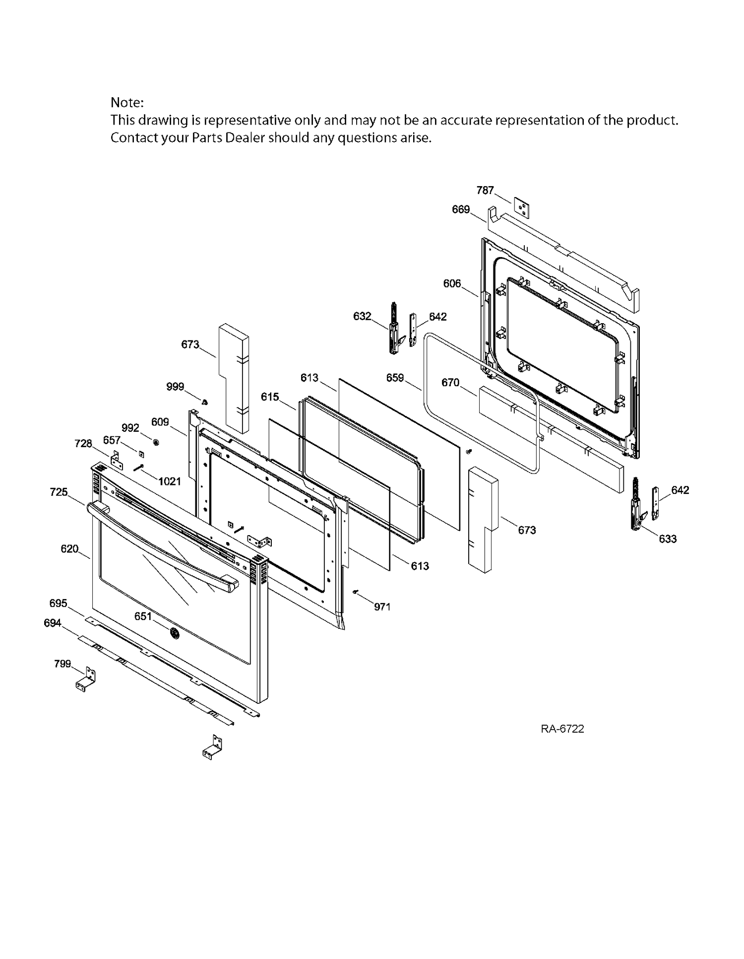 DOOR PARTS Diagram and Parts List for PCGS910SEF4SS  General Electric Range
