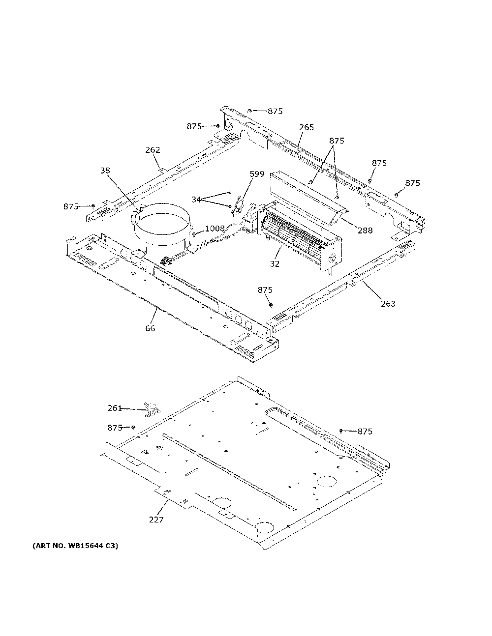 Cooling Fan Diagram and Parts List for CHS90XM2N5S5  General Electric Range