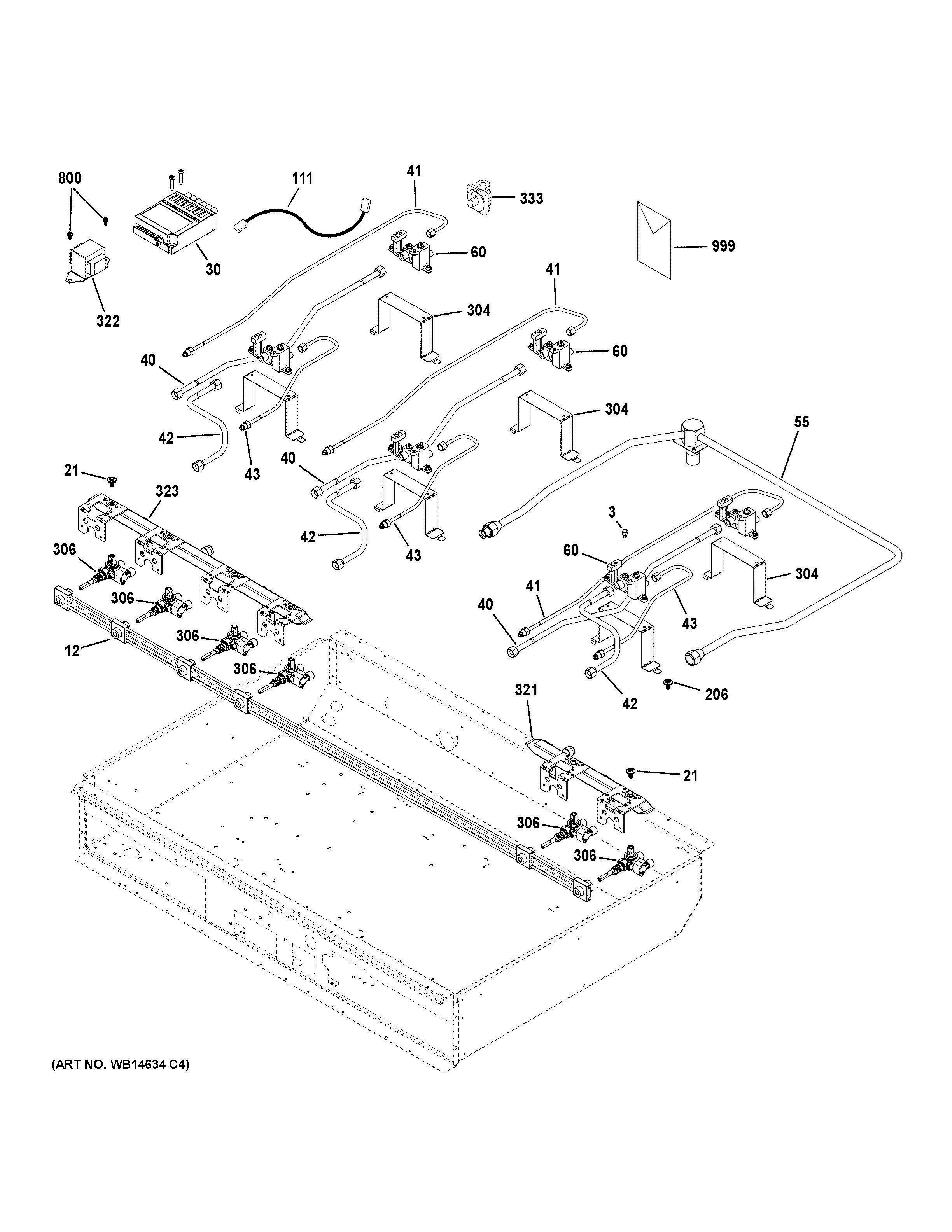 GAS BURNER PARTS Diagram and Parts List for CGU366SEH2SS  General Electric Range