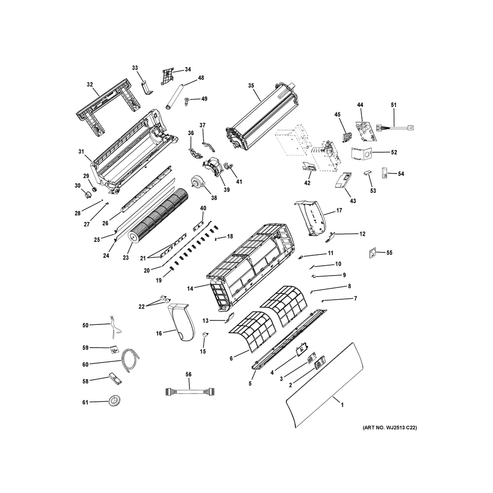 Room Air Conditioner Diagram and Parts List for GS24WP2BEA1  General Electric Air Conditioner