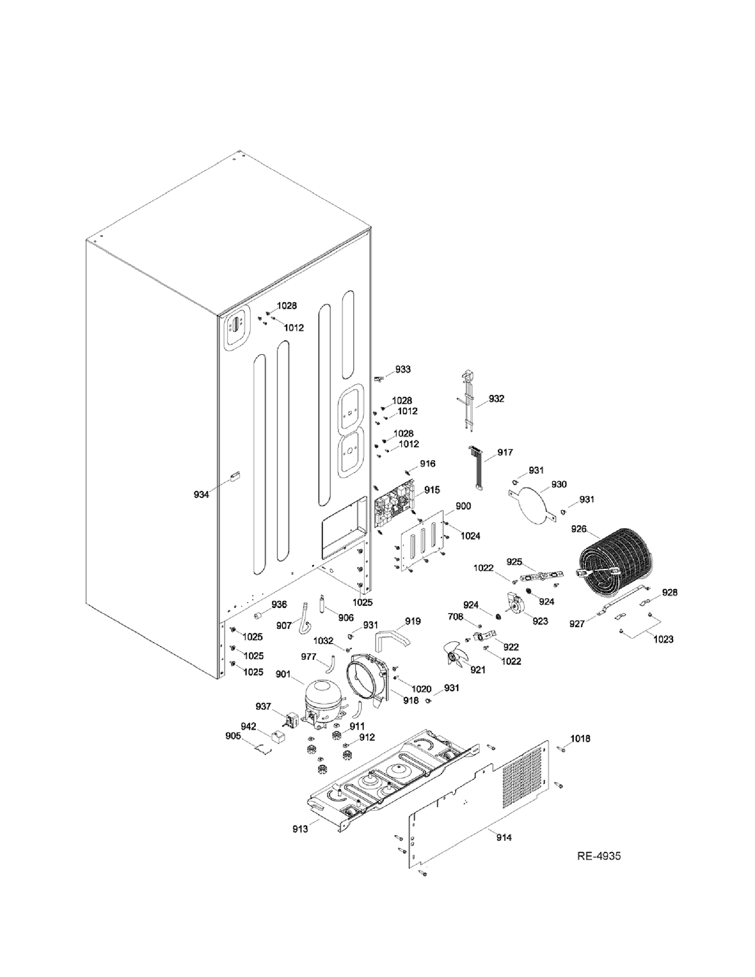 SEALED SYSTEM AND MOTHER BOARD Diagram and Parts List for PDRS0MBYILSS  General Electric Refrigerator