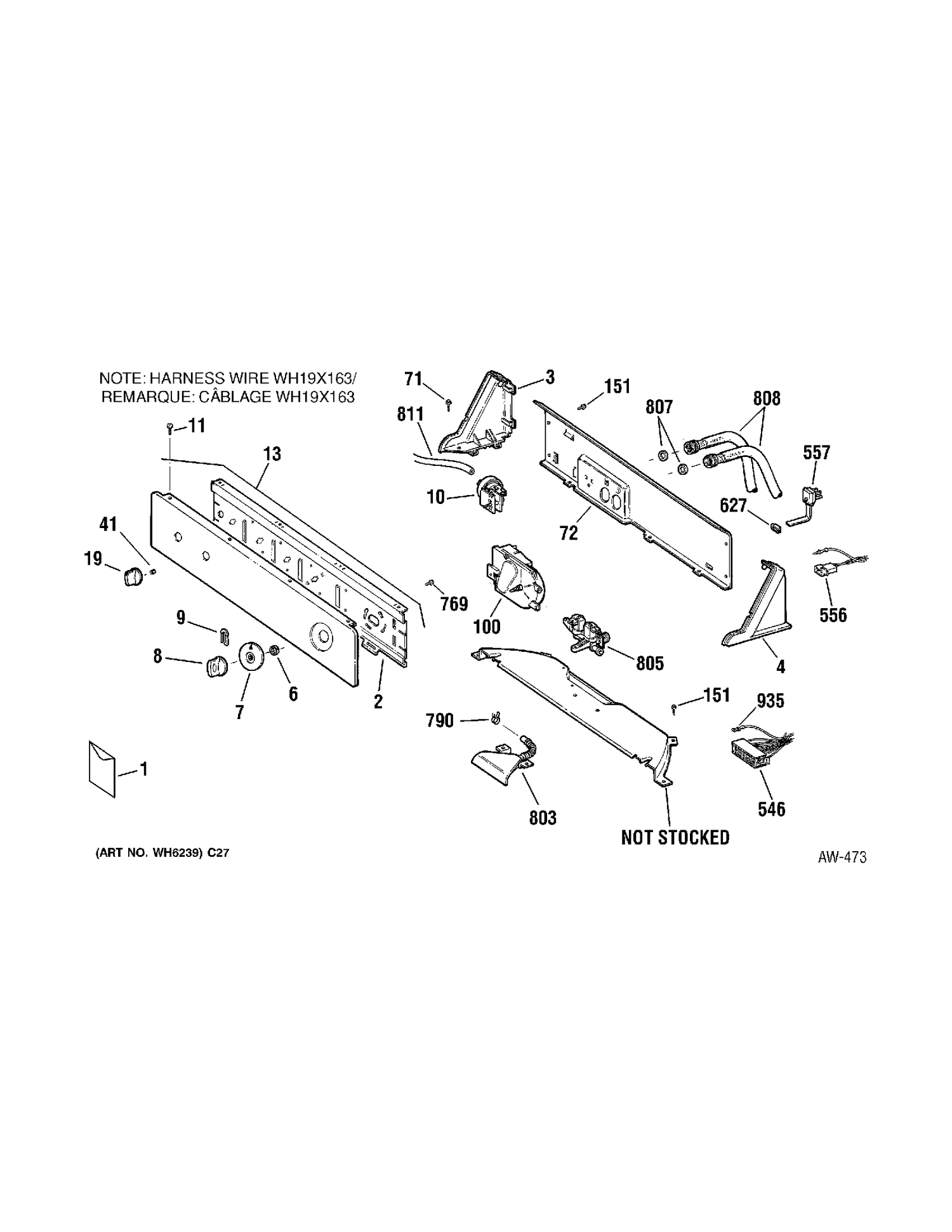 CONTROLS Diagram and Parts List for 56241B2WW  General Electric Washer