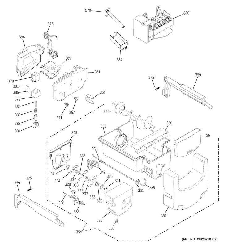 Ice Maker & Dispenser Diagram and Parts List for PSE25KSHEHSS  General Electric Refrigerator