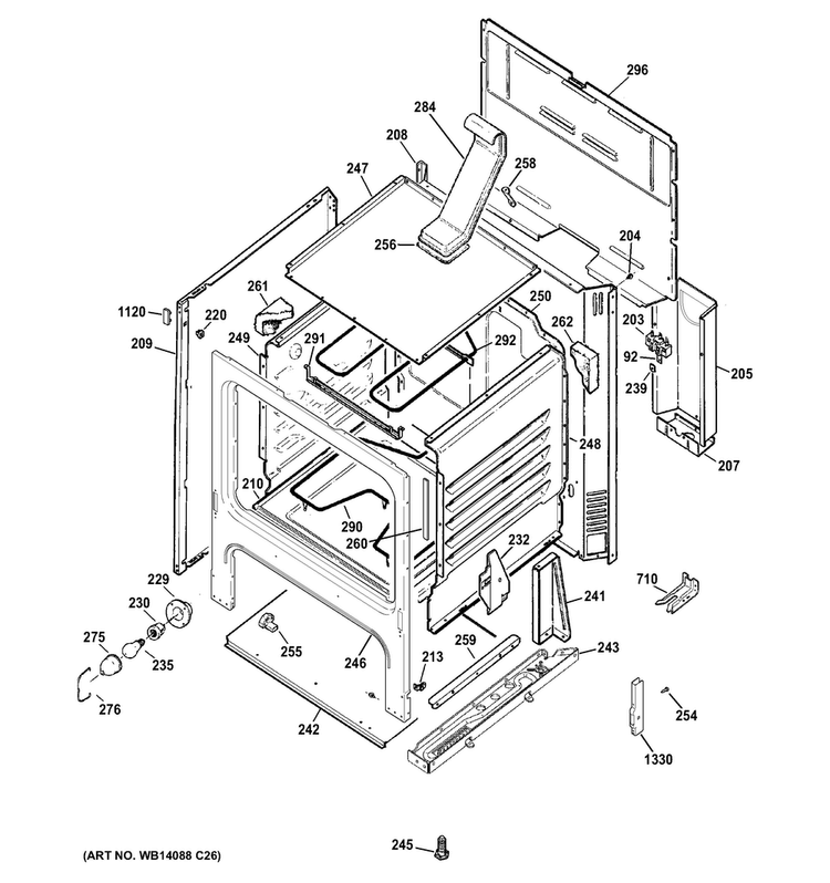 Body Parts Diagram and Parts List for RB560DH1WW  Hotpoint Range